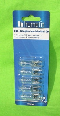 Homefit Eco Halogen Leuchtmittel G9  410 Lumen 40W dimmbar 10 Stück OVP!