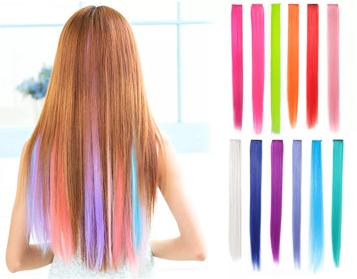 Long Straight Synthetic Hair Extensions Clips High Temperature