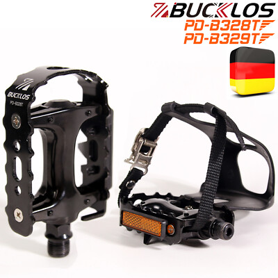 BUCKLOS Abnehmbar Zehenkäfige Pedale 9/16 Zoll Indoor-Fahrrad Nylon mit Riemen
