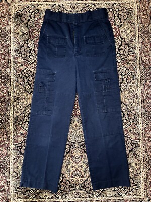 Vintage Men's Hercules Navy Blue Uniform Pants Cargo Pockets Size 29 Workwear