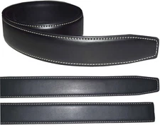 Men’s Leather belt strap Automatic sliding buckle Auto-lock Strap only Blk/white