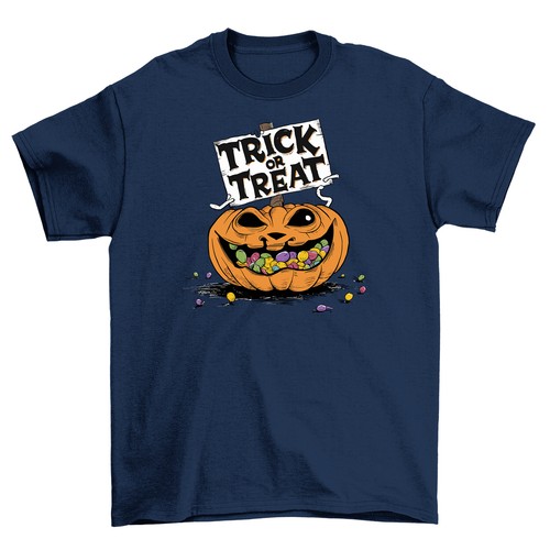 Halloween_300 Pumpkin Trick Treat T-shirt - Funny and Spooky! 100% Cotton, Unise - Picture 3 of 46