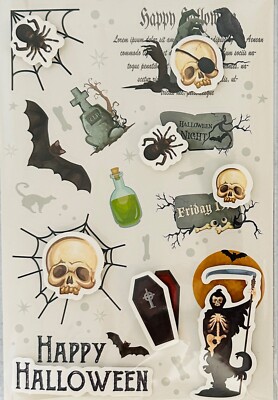 Happy Haunting Halloween Dark Magic 3D Stickers Planner Crafts Scrapbook 