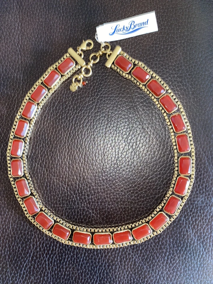 RARO!! Collar Chocker Piedra Marrón Declaración Oro Marca Lucky. Foto 2 de 4