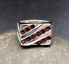 PAVE of GENUINE GARNETS set in .925 STERLING SILVER RING FAST FREE SHIPPING  