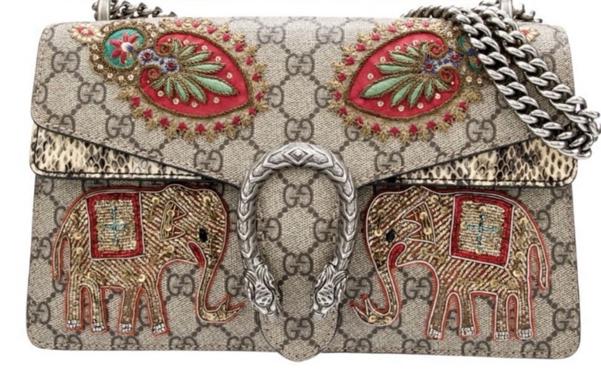 GUCCIバッグ Gucci Ken Scott Dionysus Black Pink Chain Flower Bag Leather Mini