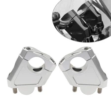 Silver 28mm 1 1/8" Handlebar Mount Clamp Riser For Honda Suzuki Kawasaki