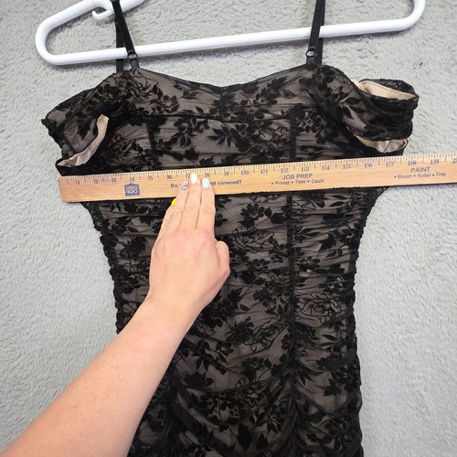BCX Dress Womens XL Cold Shoulder Bodycon Floral Mesh Ruched Whimsigoth Cocktail - Picture 10 of 16