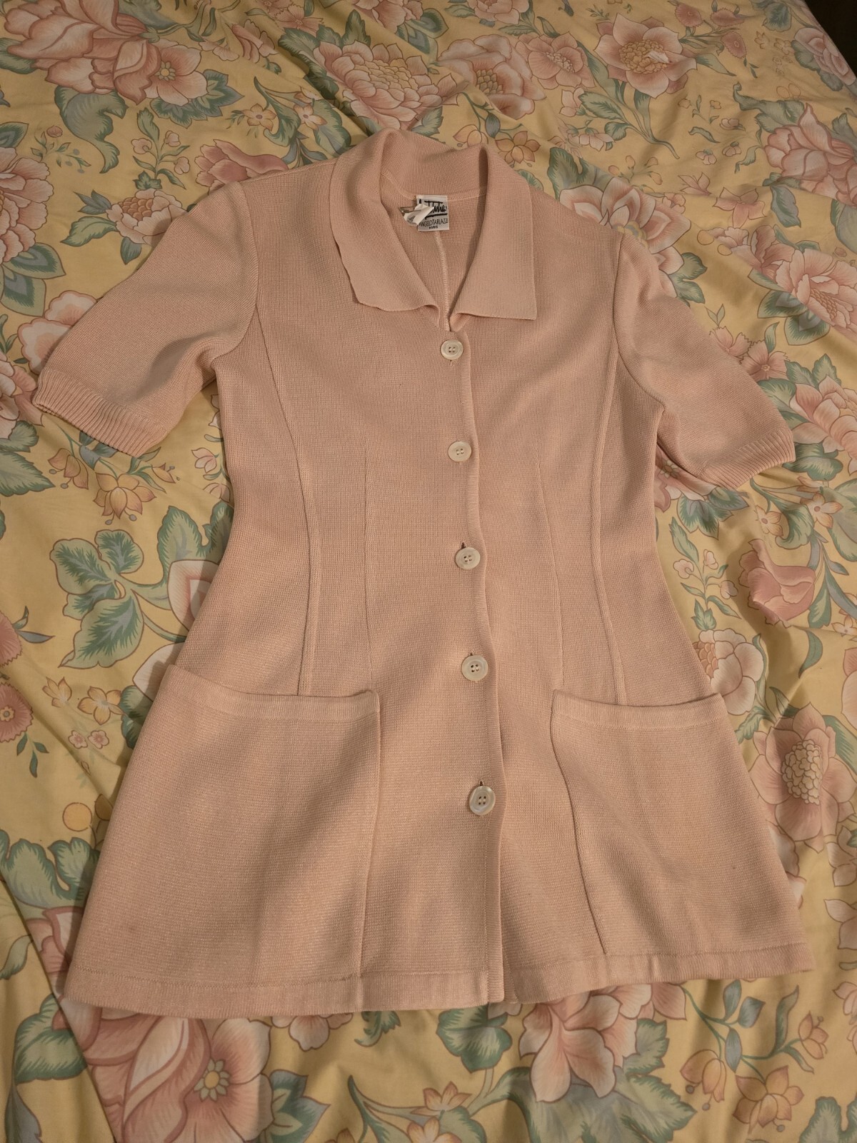 angelo tarlazzi Paris Cardigan Duster Small Soft Peach Color Vintage Dry Clean