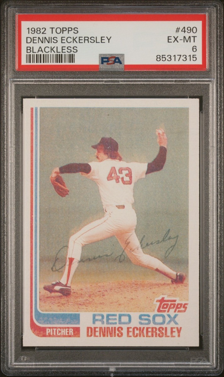 1982 TOPPS BLACKLESS ERROR B #490 DENNIS ECKERSLEY RED SOX GRADED