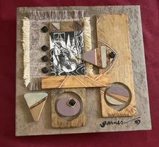 Modernism Cubism Abstract Collage Mixed Media Art Cellist Artist Signed Garner