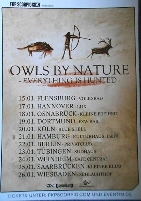 OWLS BY NATURE 2014 TOUR - orig. Concert Poster - Konzert Plakat - DIN A1