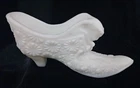 Vintage Fenton Milk Glass Shoe Cat Head Slipper Daisy & Button High Heel