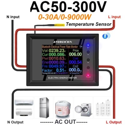 AC 50-300V 30A Digital Voltmeter Ammeter Power Energy Watt Meter Detector Tools