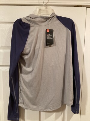 Under Armour Womens Run Heat Gear Hoodie Blue Gray Size Large L NWT MSRP $59.99