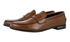 PRADA Leather Penny Loafer Dress Shoes - Logo Heel Brown - NEW -  US 11 EU 44