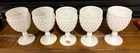 FIVE Vintage Fenton White Milk Glass Hobnail Wine Glass Goblet Chalices