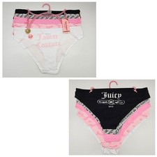 JUICY COUTURE 5 Pack Women's M XL Logo Cotton Panties Black Gray Pink White