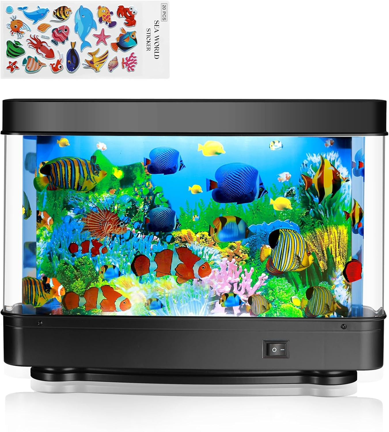 Fake Fish Tank Lamp, Aquarium Night Light with Virtual Marine Life Animations, A