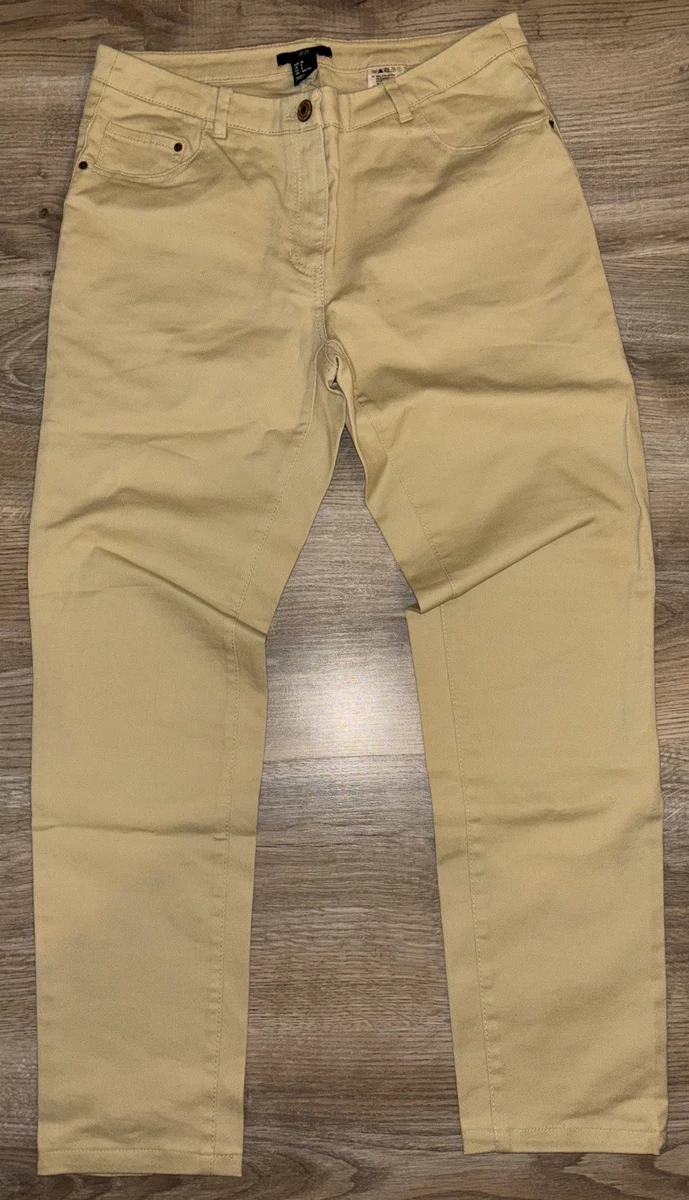 Pantalón Mujer H&M Estilo 5 Bolsillos Elástico Algodón Beige Arena Talla 38