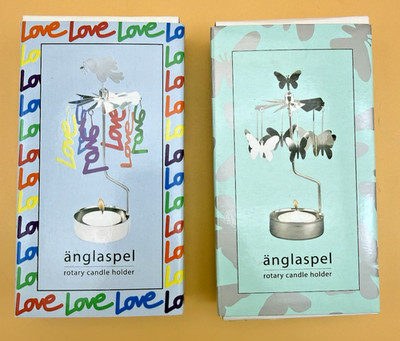 2x Änglaspel Kerzenwindspiel Schmetterling & Love neu OVP Pluto Schweden