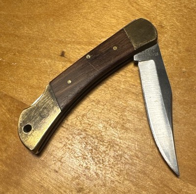 Sharp Brand 700 Lockback Pocket Knife Japan 1980s Wood Handles SS