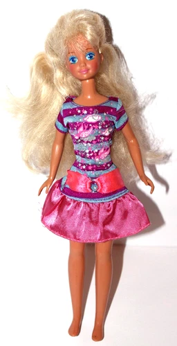 Vintage Skipper doll 80's 10" Blonde wavy hair blue eyeshadow Redressed Used