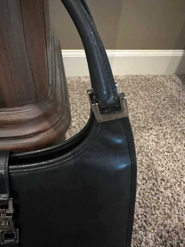 Gucci Jackie Tote Bag Black Leather with Silver Hardware - Image 4 of 4