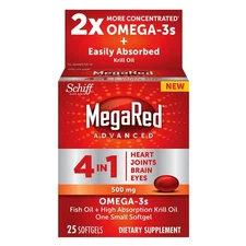 MegaRed Advanced 4 in 1 2x Concentrated Omega Nutritional Supplement, 25 Count