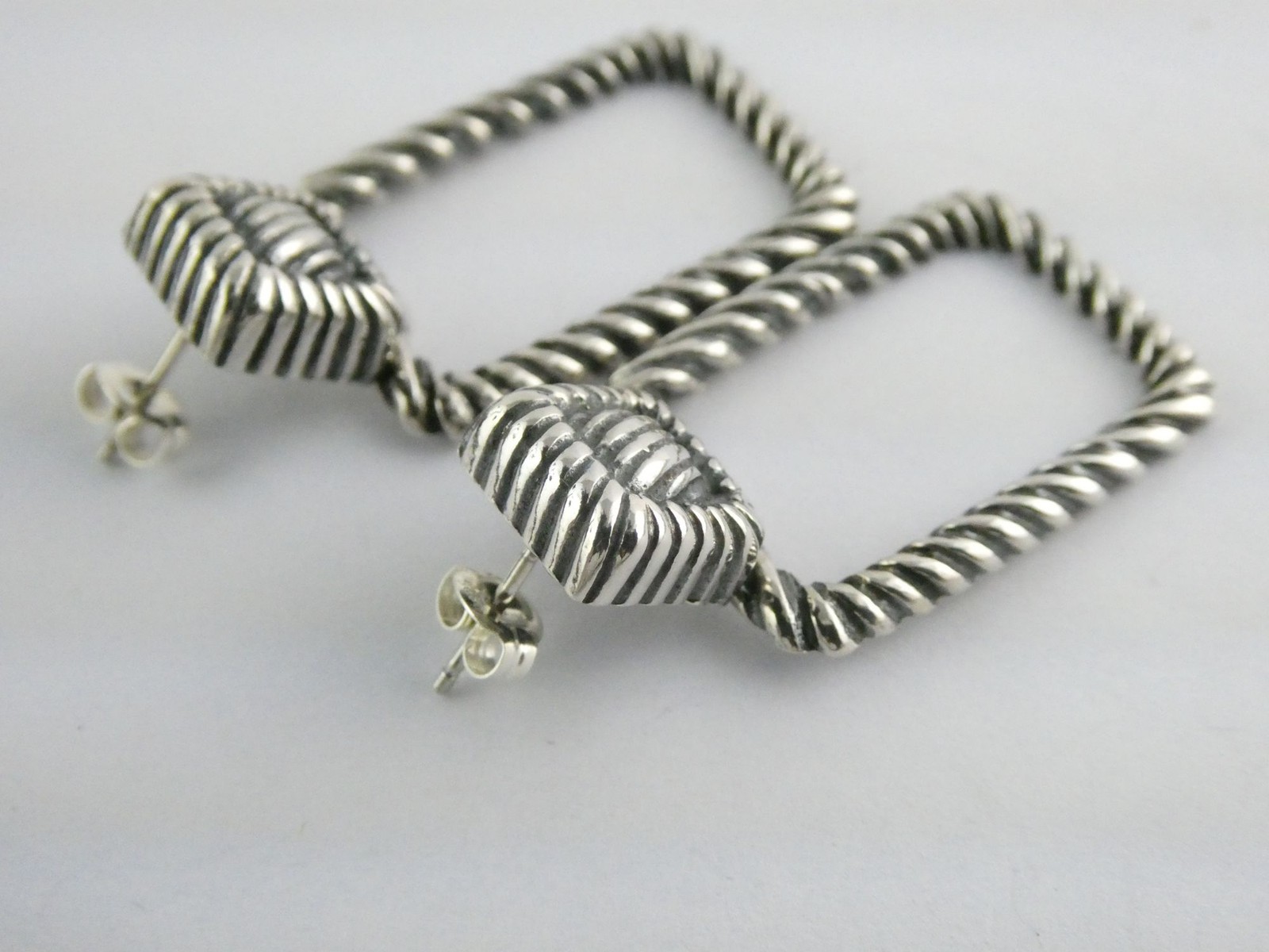 Sterling Silver Rectangular Door Knocker Earrings… - image 8