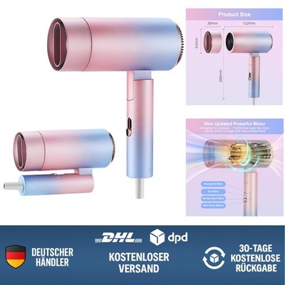 Haartrockner 1500W Reisefön klappbar professionell für schnelles Trocknen, Io...