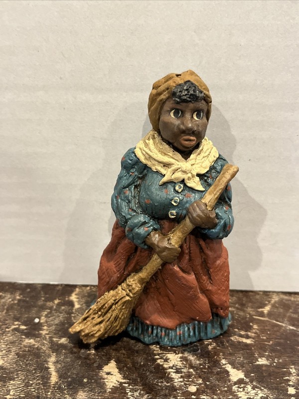 june mckenna collectibles 1985 Sighned On Back Black Woman Sweeping 