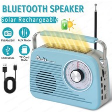 Portable Solar Radio with Bluetooth Speaker AM/FM/SW Radio Solar Rechargeable US