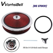 14 X 3 High Flow Red Round Thru Washable Air Cleaner Drop Base For Sbc Bbc New
