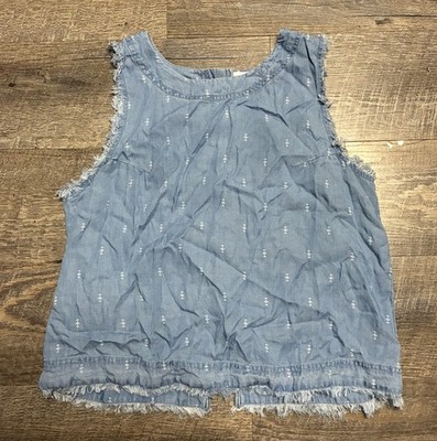 Thread & Supply Women's Blue Button Down Sleeveless Tank Top Size Small