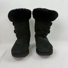 UGG 1873 Bailey Button Classic Tall Triplet Boots Black Women's Size 7