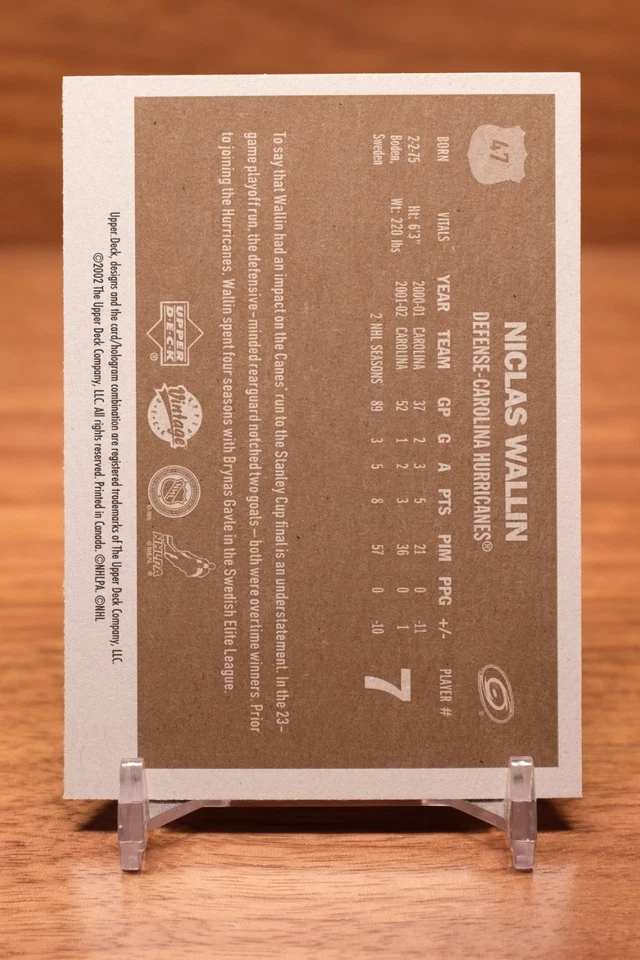 2002-03 Upper Deck Vintage #47 Niclas Wallin - Carolina Hurricanes - Image 2 of 2