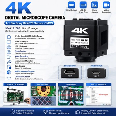 KUAIQU 4K Digital Microscope Camera for Soldering PCB Repair IMX678/415/323