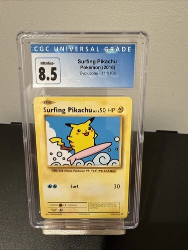2016 POKEMON XY EVOLUTIONS #111 SURFING PIKACHU CGC 8.5