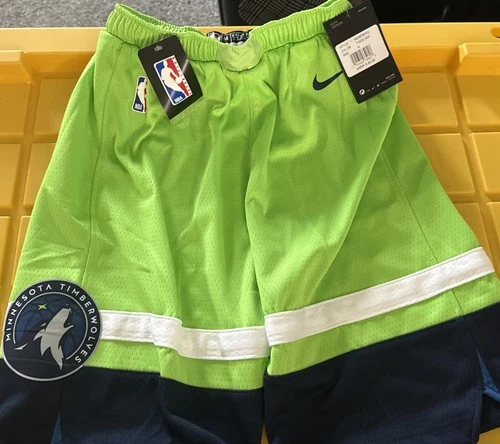 Minnesota Timberwolves Nike Dri-Fit Lime Green NBA Shorts Medium NEW $40