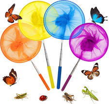 4 Pack Telescopic Butterfly Fishing Nets - anti Slip Grip Butterfly Catcher Cat