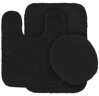 Mk Home 3pc Angela Non Slip Soft Bath Set Rugs for Bathroom Bath Rug, Contour...