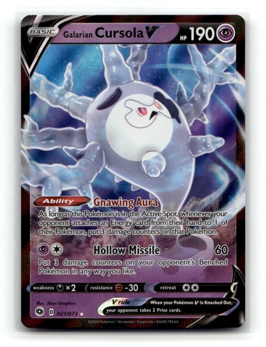 Galarian Cursola V 021/073 Holo V Rare Champion's Path Pokemon Holo NM