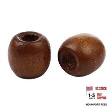 200 Stained Coffee Brown Large Hole Macrame Wood Beads 17mm x 16mm Diameter