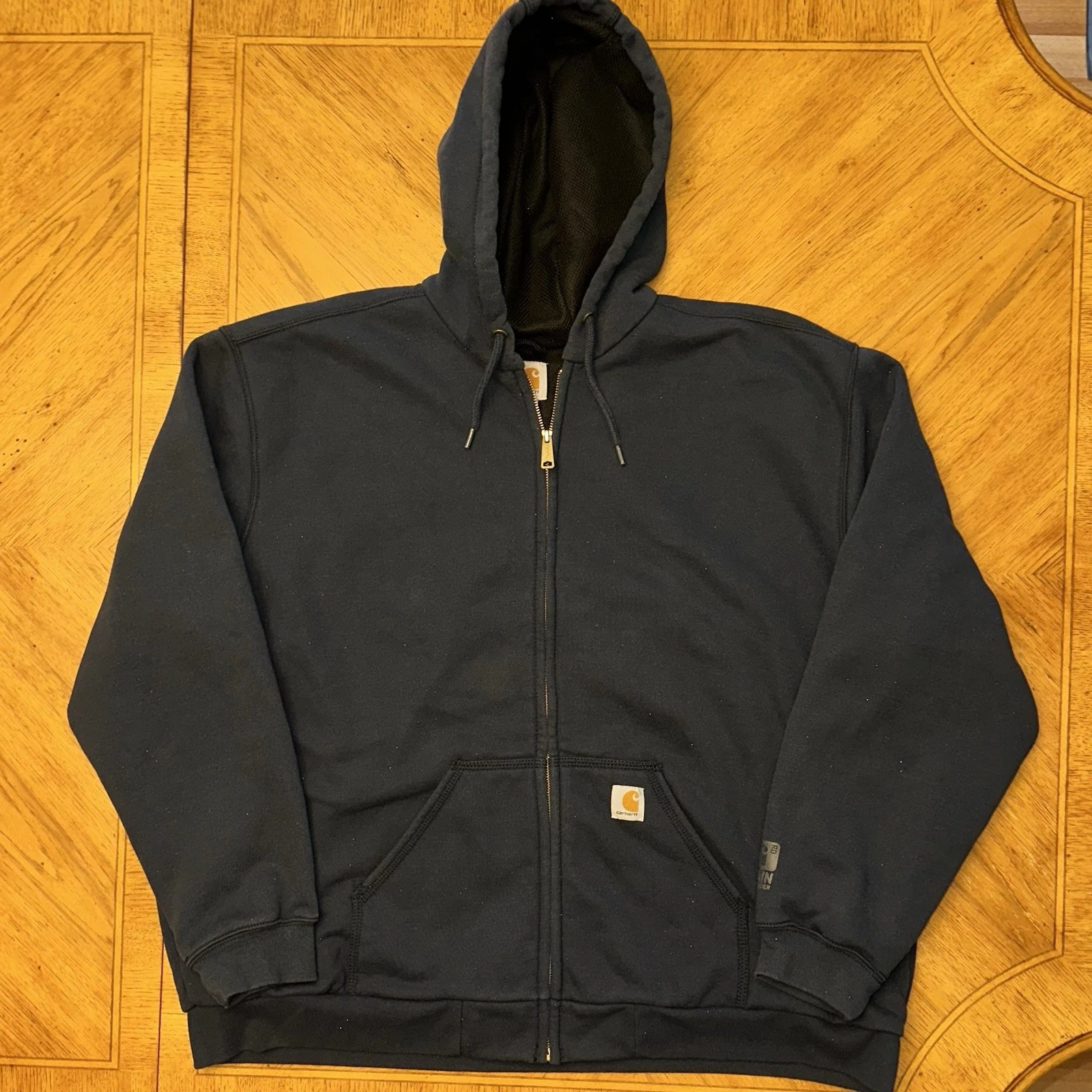 Carhartt Jacket Men 2XL Navy Rain Defender Rutland Thermal Lined Hoodie Full Zip