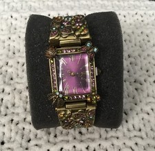 VTG Heidi Daus Art Deco Purple Multi Crystal Bracelet Watch-Japanese Movement