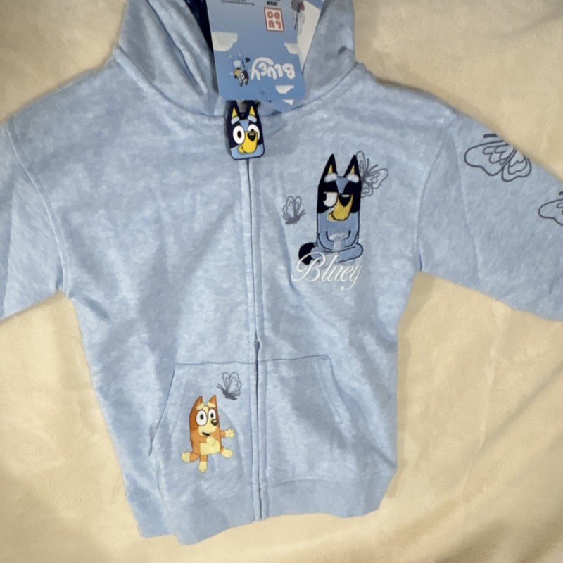 Bluey Girls Zip Up Hoodie Size 6/6X Light Blue Full Zip Sweatshirt