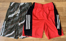 Lot of 2 Adidas Boys Athletic Activewear Shorts - Green  Orange - Size M 10/12