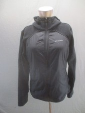 Columbia Size M Womens Black Fleece Hooded Full Zip Logo Activewear Jacket 739
