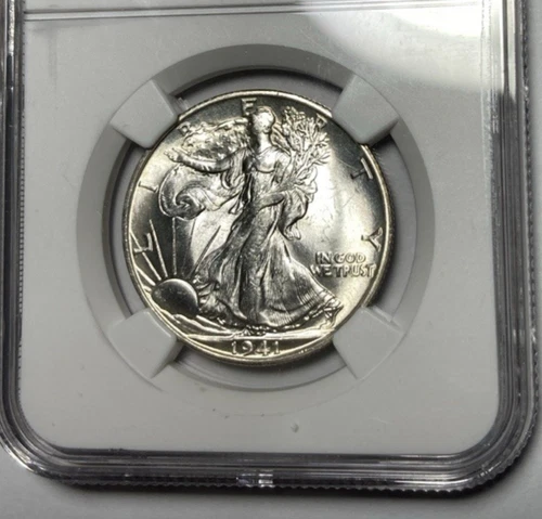 1941-S Walking Liberty Half Dollar Bright White NGC MS64 Much Better Strike
